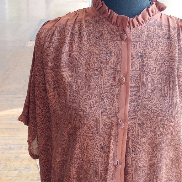 Brown and black sheer graphic Italian dress - Picture 9 of 11